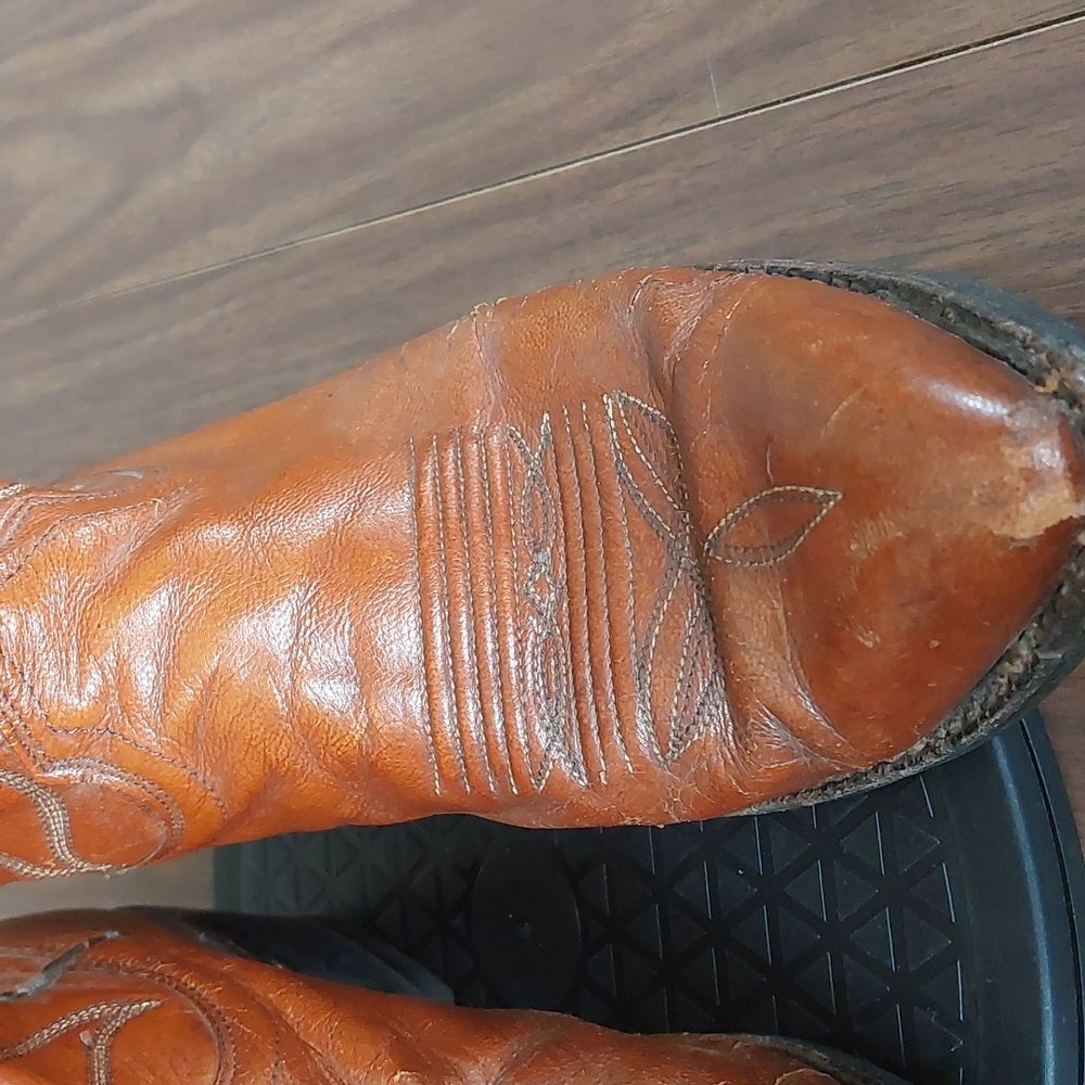 Dan Post 9.5d Vintage Solid Brown Leather Western… - image 7